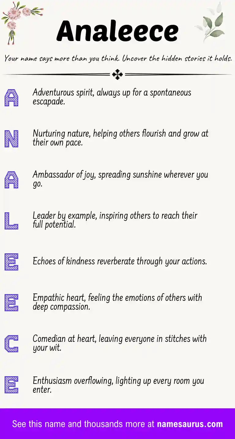 Acrostic poem about Analeece.