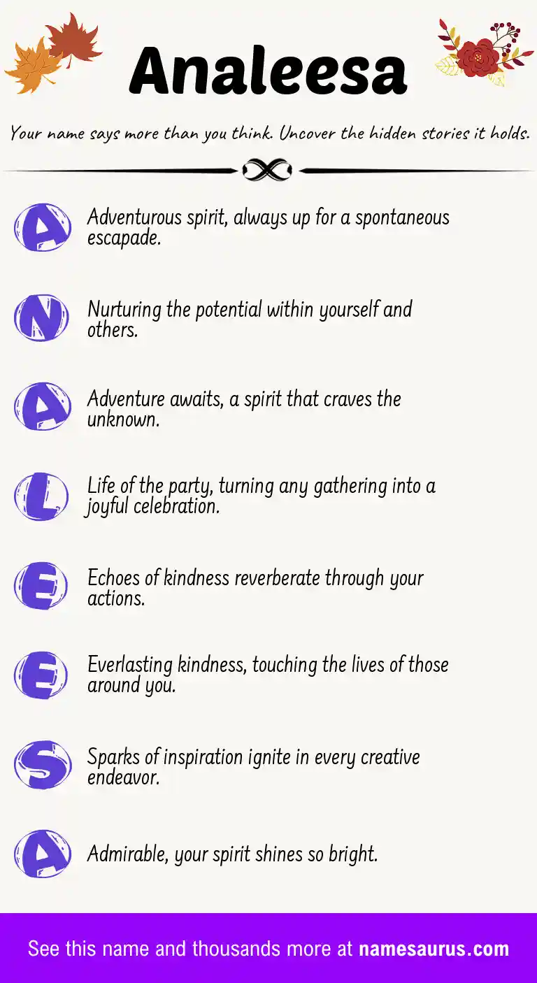 Acrostic poem about Analeesa.