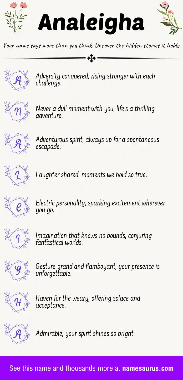 Acrostic poem about Analeigha.
