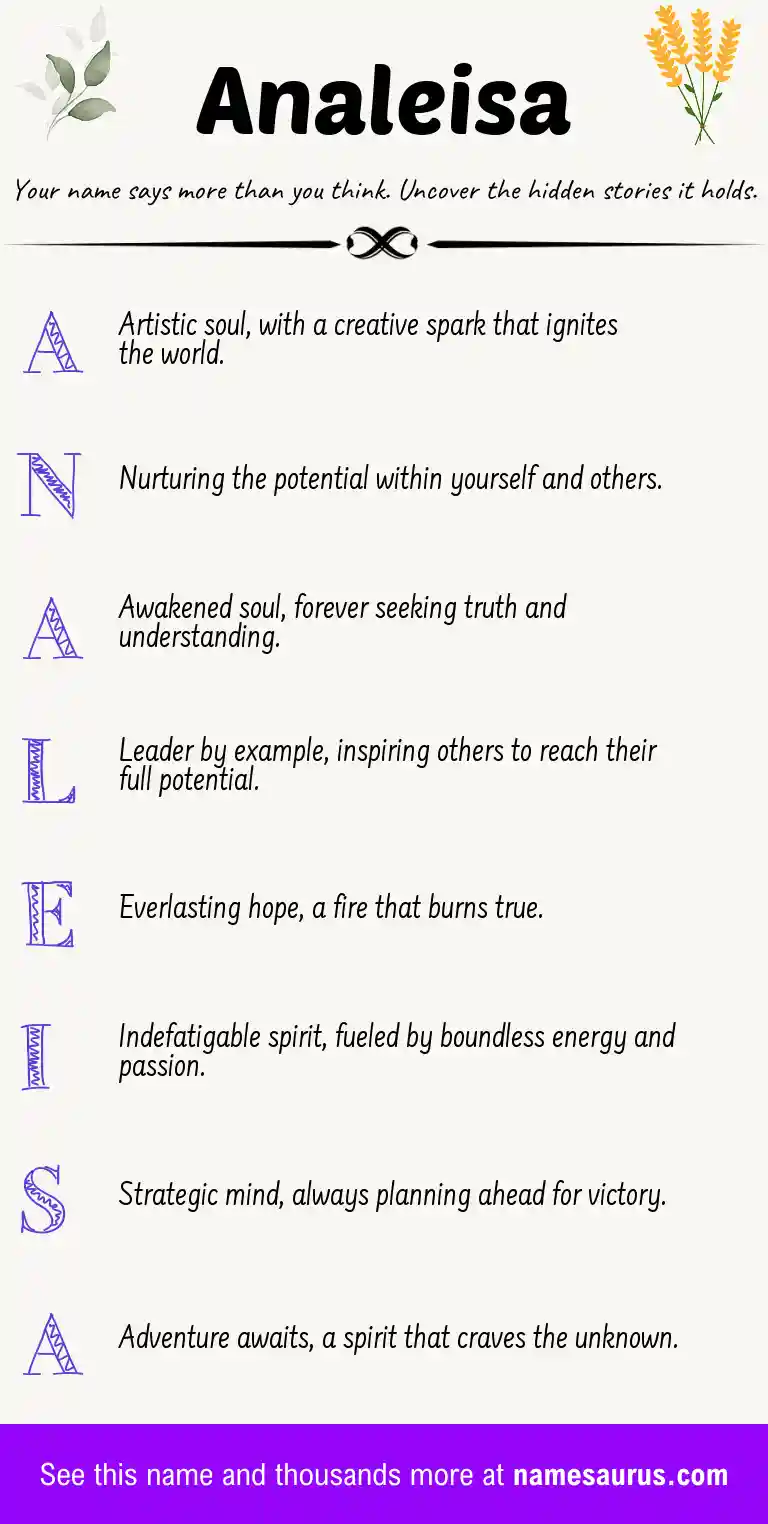 Acrostic poem about Analeisa.
