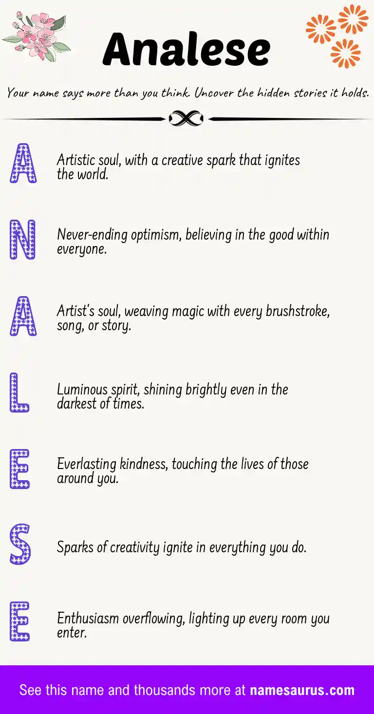 Acrostic poem about Analese.