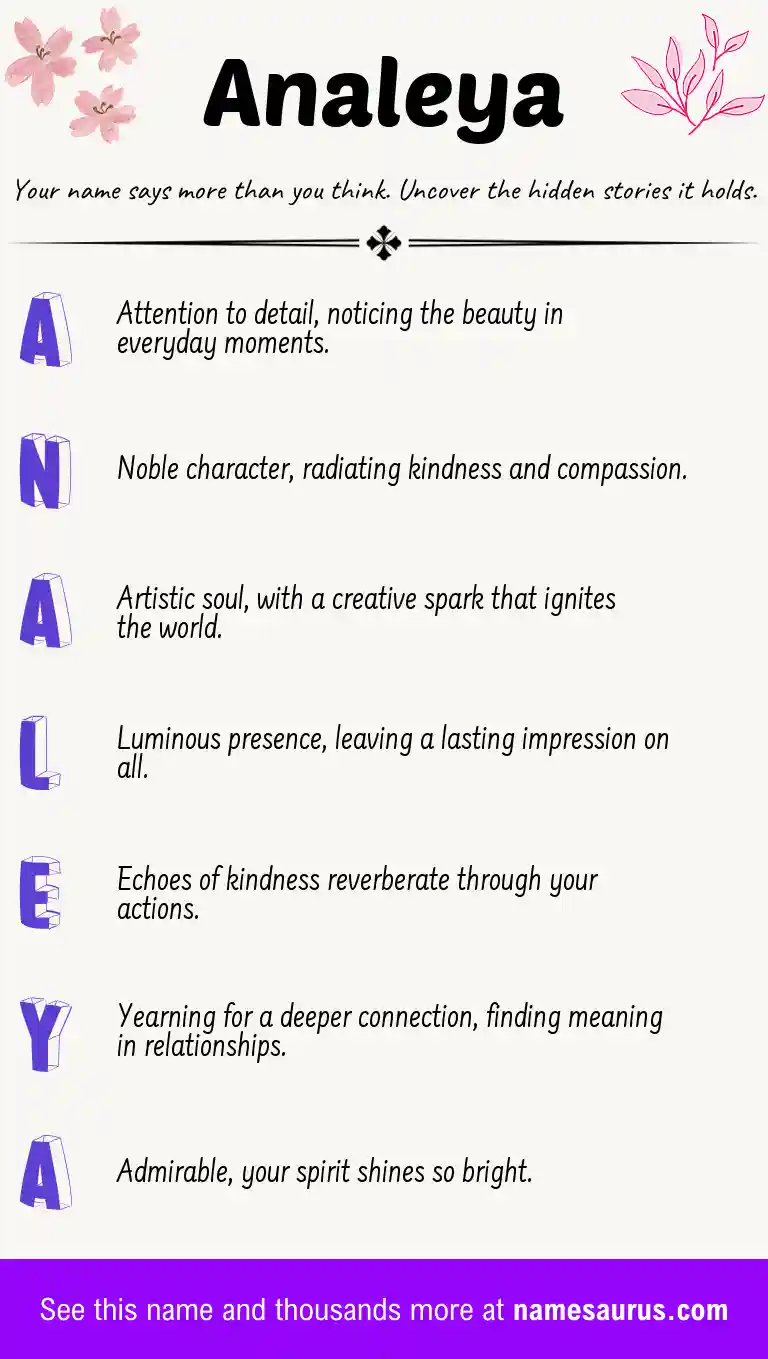 Acrostic poem about Analeya.