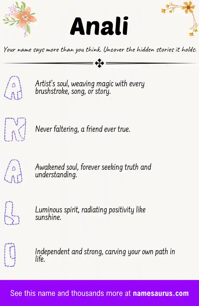 Acrostic poem about Anali.
