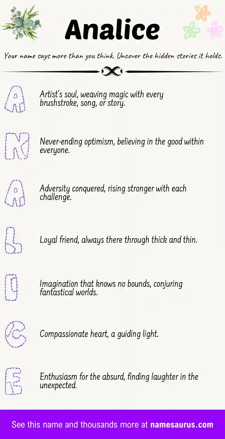 Acrostic poem about Analice.