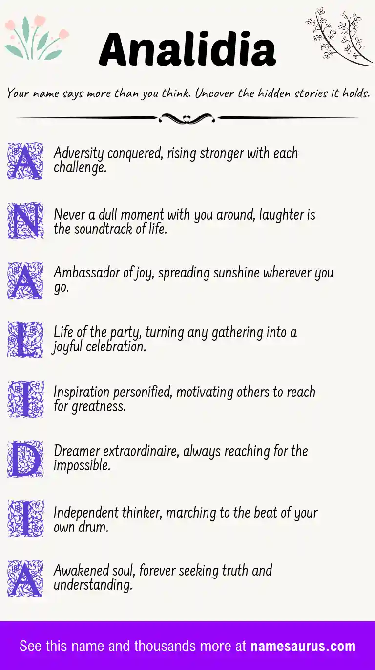 Acrostic poem about Analidia.