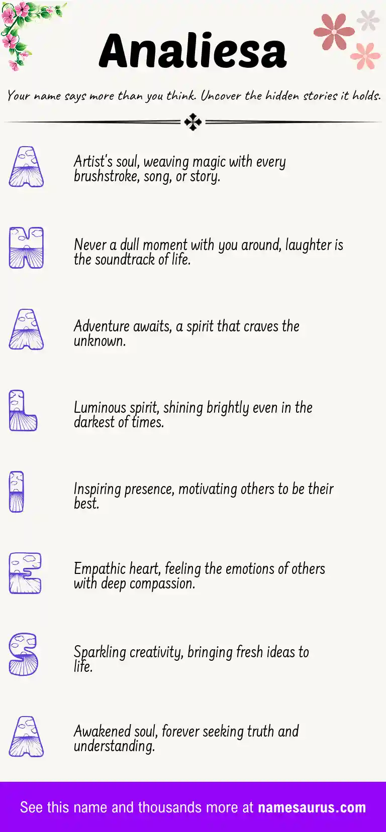 Acrostic poem about Analiesa.