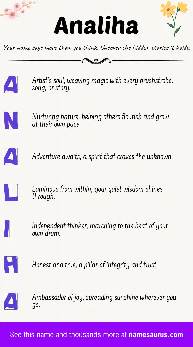 Acrostic poem about Analiha.
