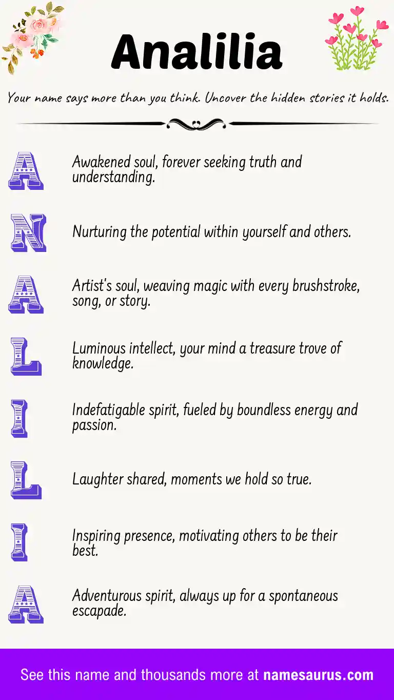 Acrostic poem about Analilia.