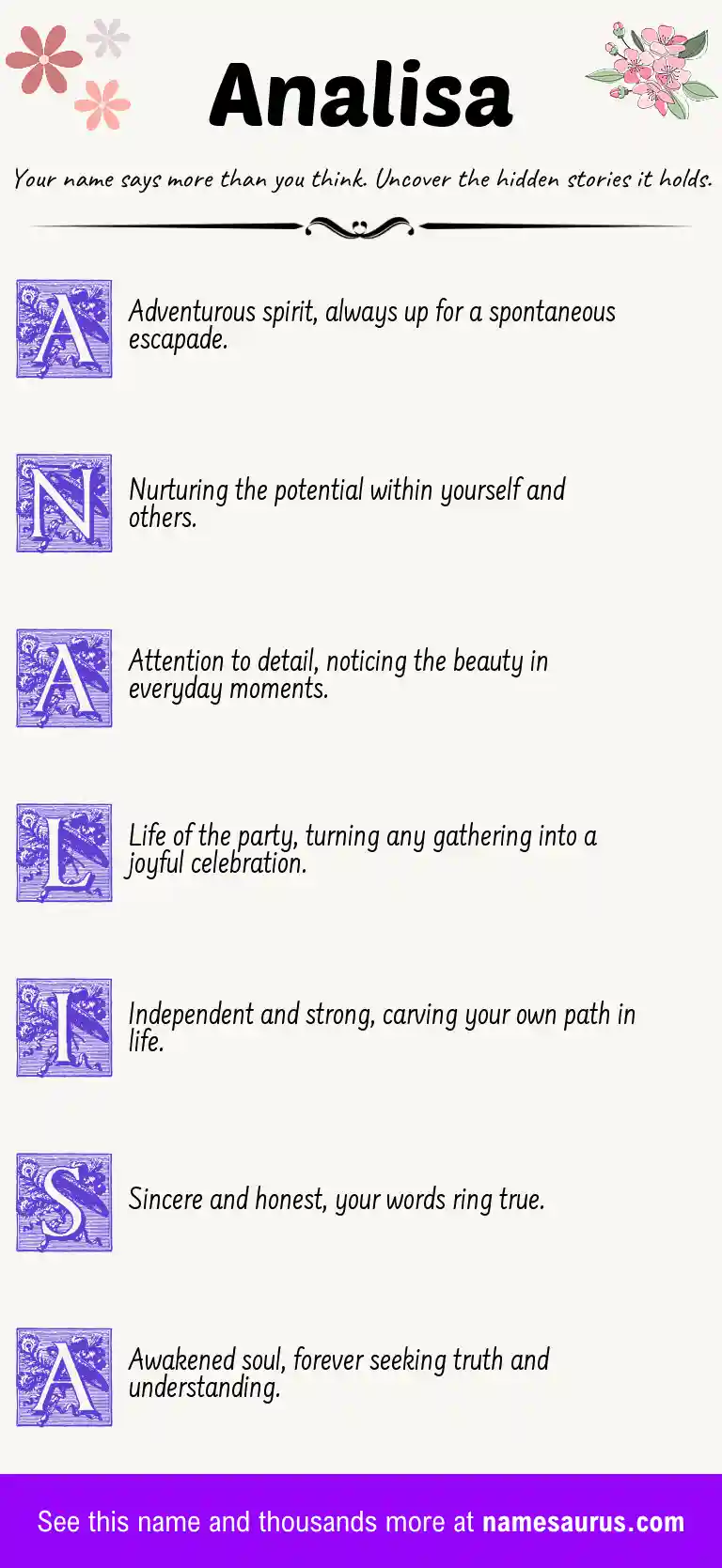 Acrostic poem about Analisa.