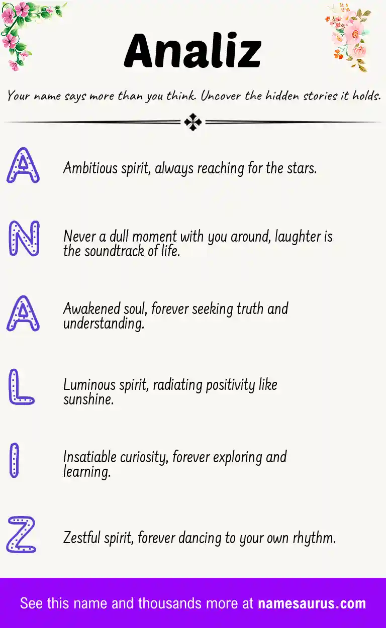 Acrostic poem about Analiz.
