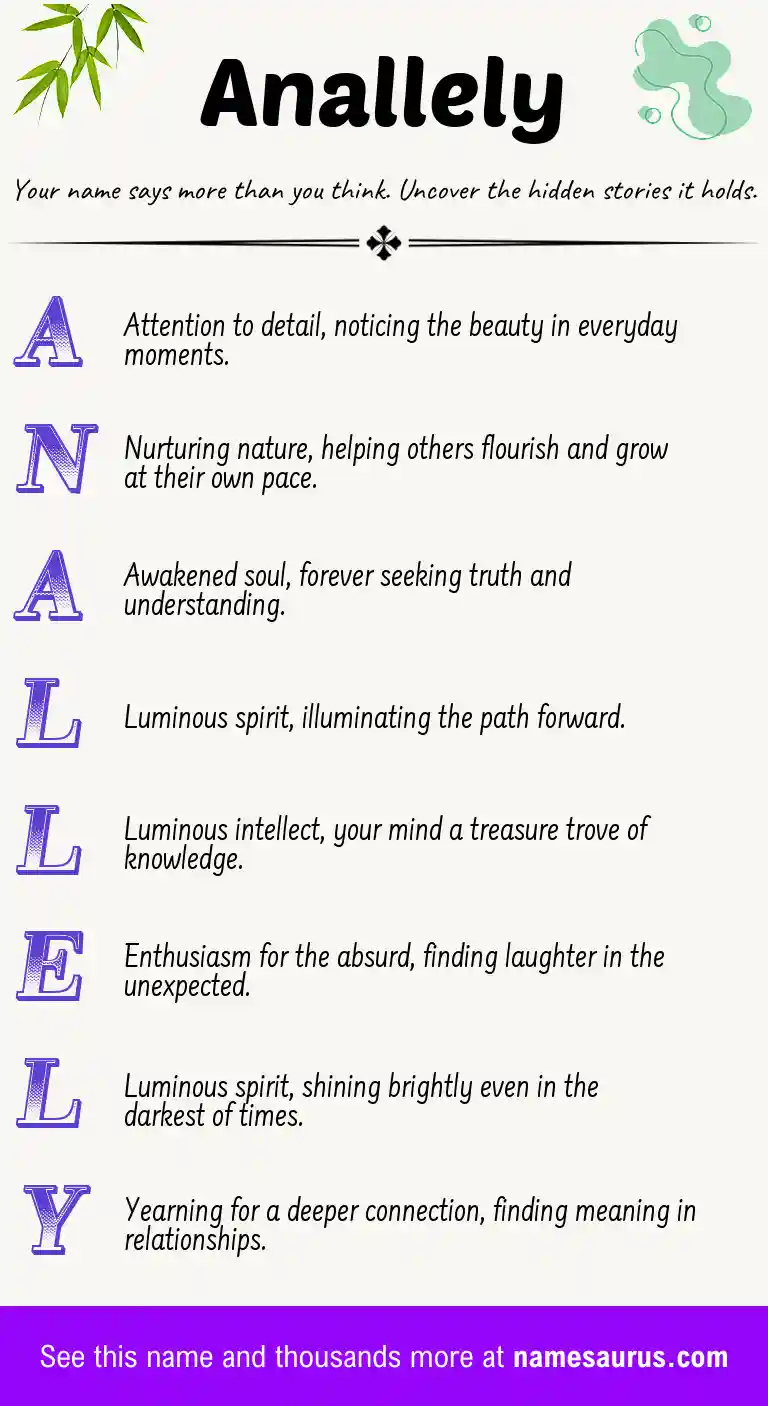 Acrostic poem about Anallely.