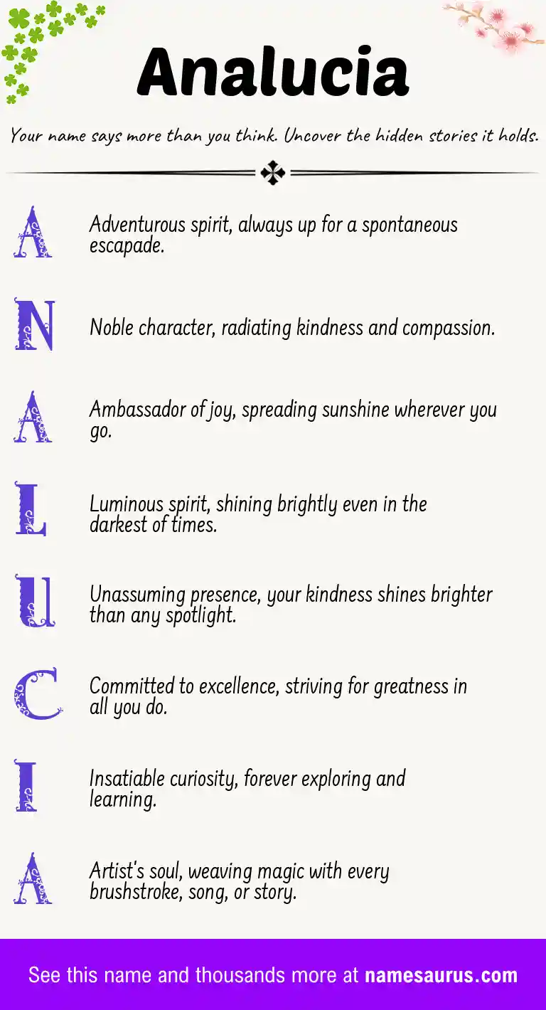 Acrostic poem about Analucia.