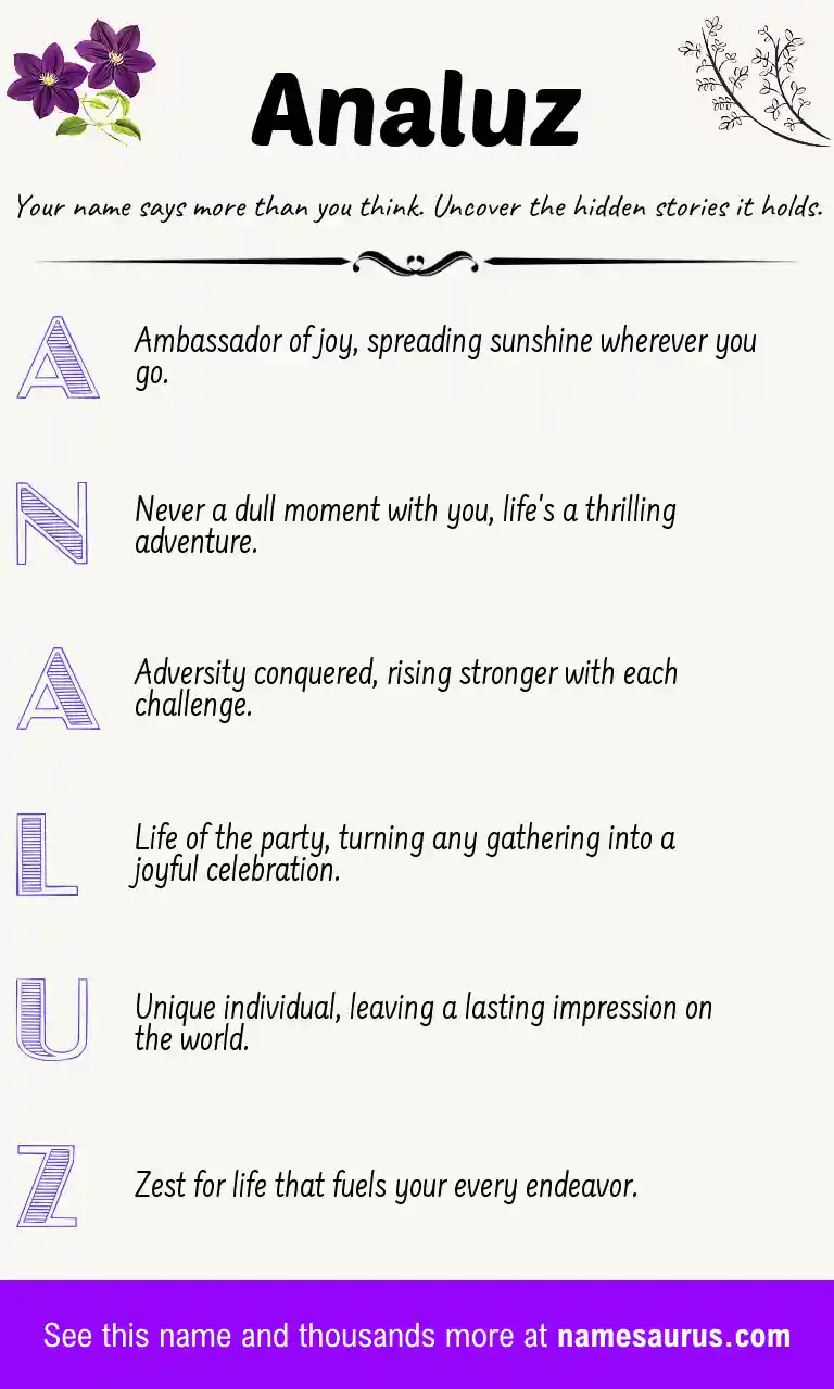 Acrostic poem about Analuz.