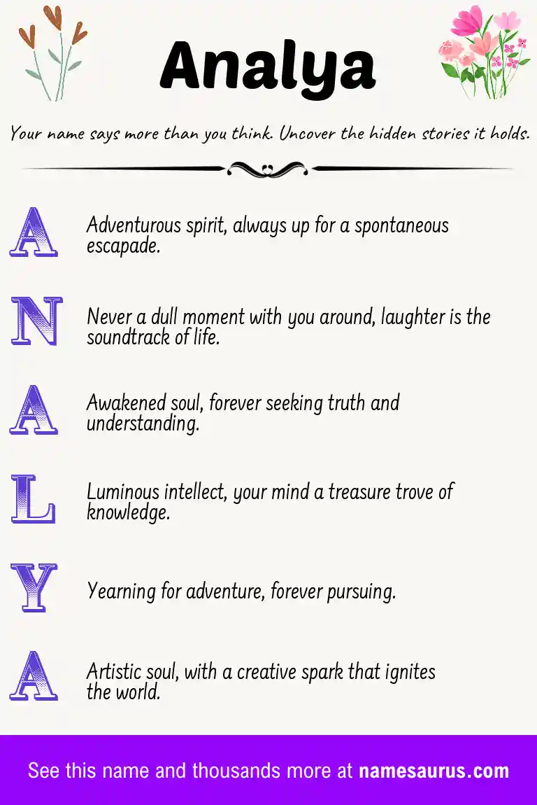 Acrostic poem about Analya.