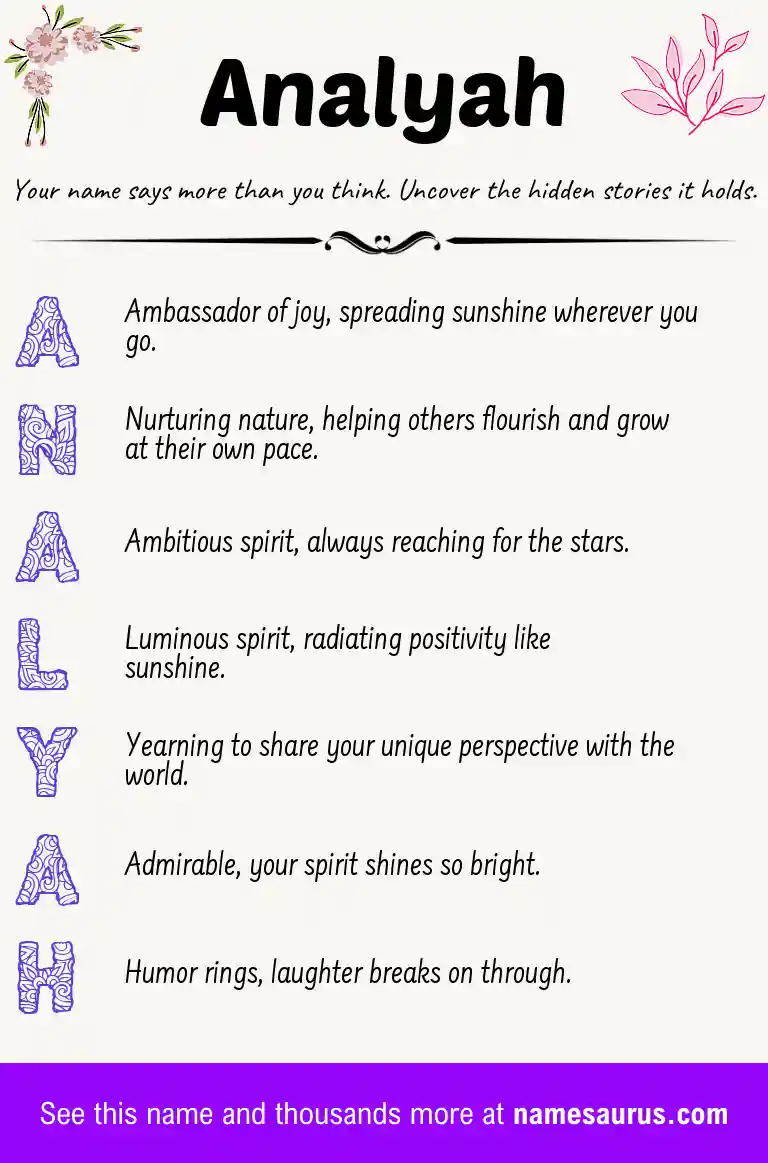 Acrostic poem about Analyah.