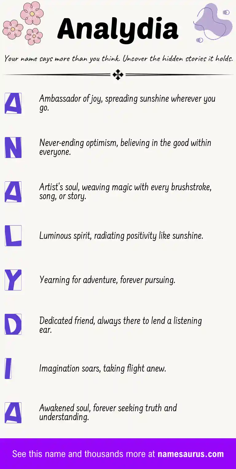 Acrostic poem about Analydia.