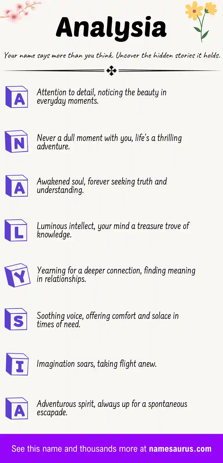 Acrostic poem about Analysia.