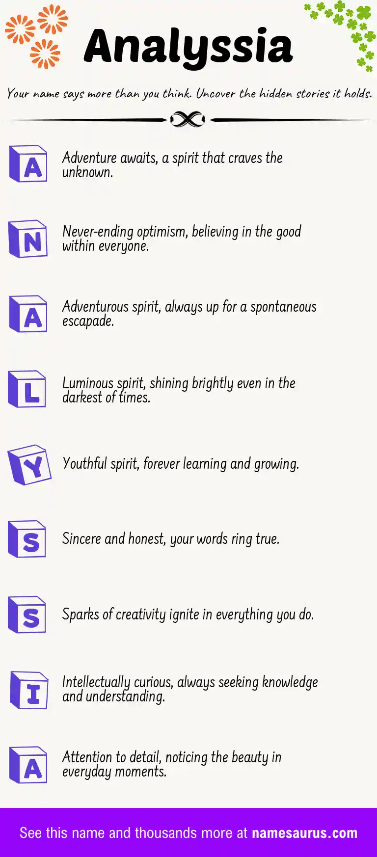 Acrostic poem about Analyssia.