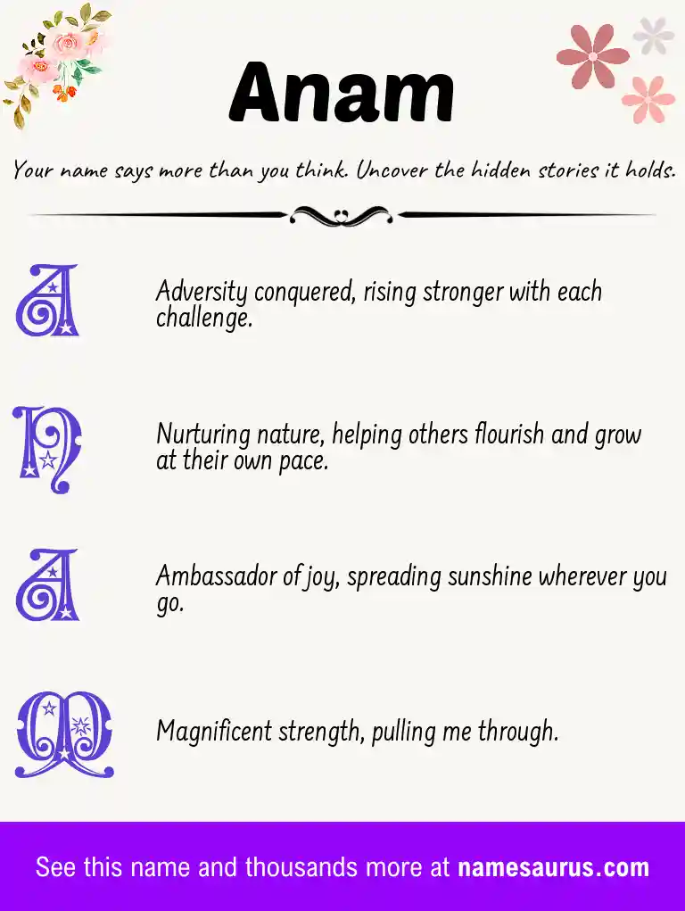 Acrostic poem about Anam.