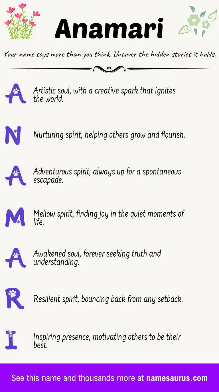 Acrostic poem about Anamari.