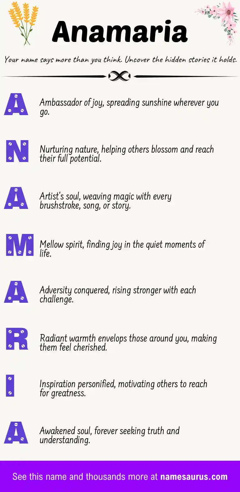 Acrostic poem about Anamaria.