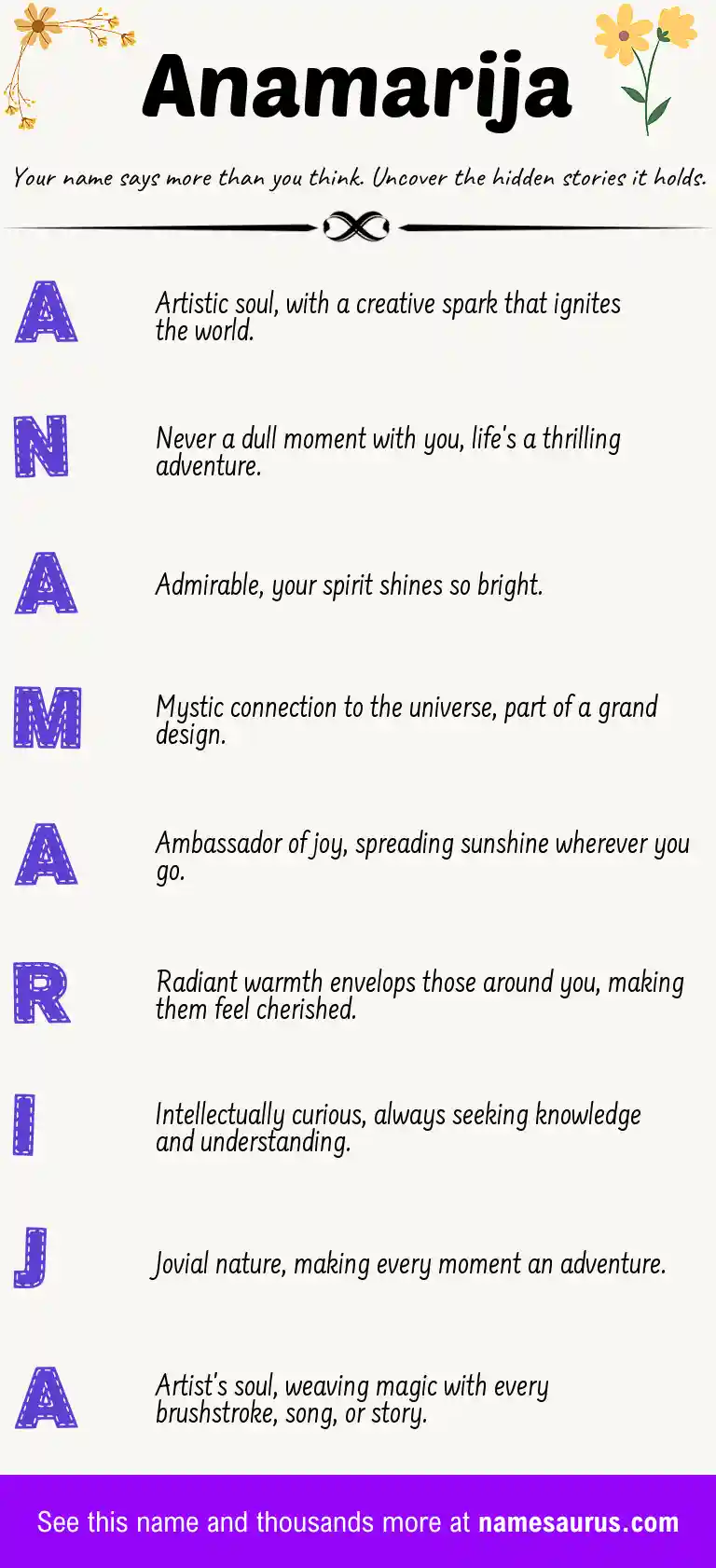 Acrostic poem about Anamarija.