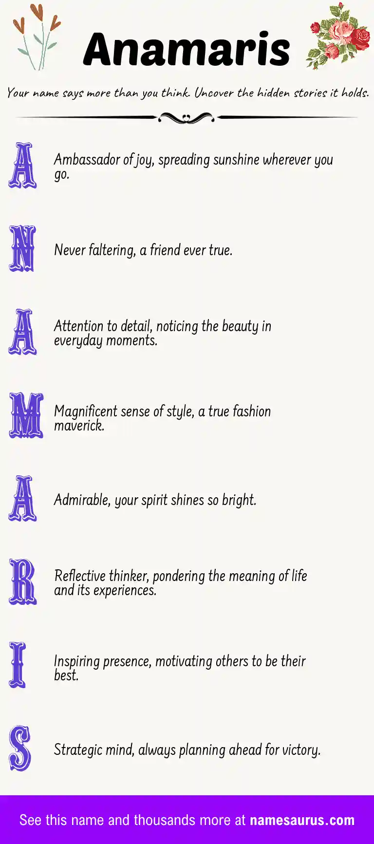 Acrostic poem about Anamaris.