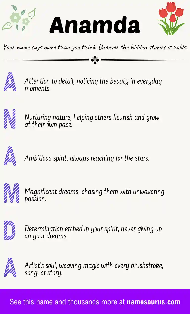 Acrostic poem about Anamda.
