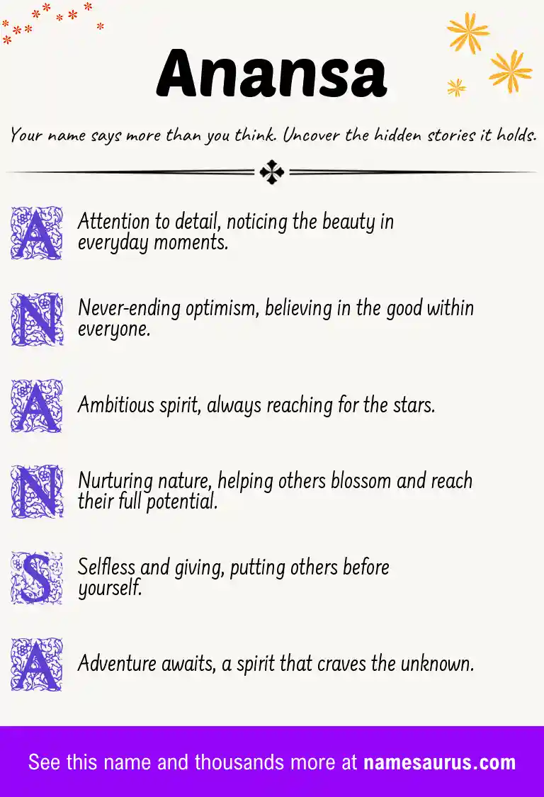 Acrostic poem about Anansa.