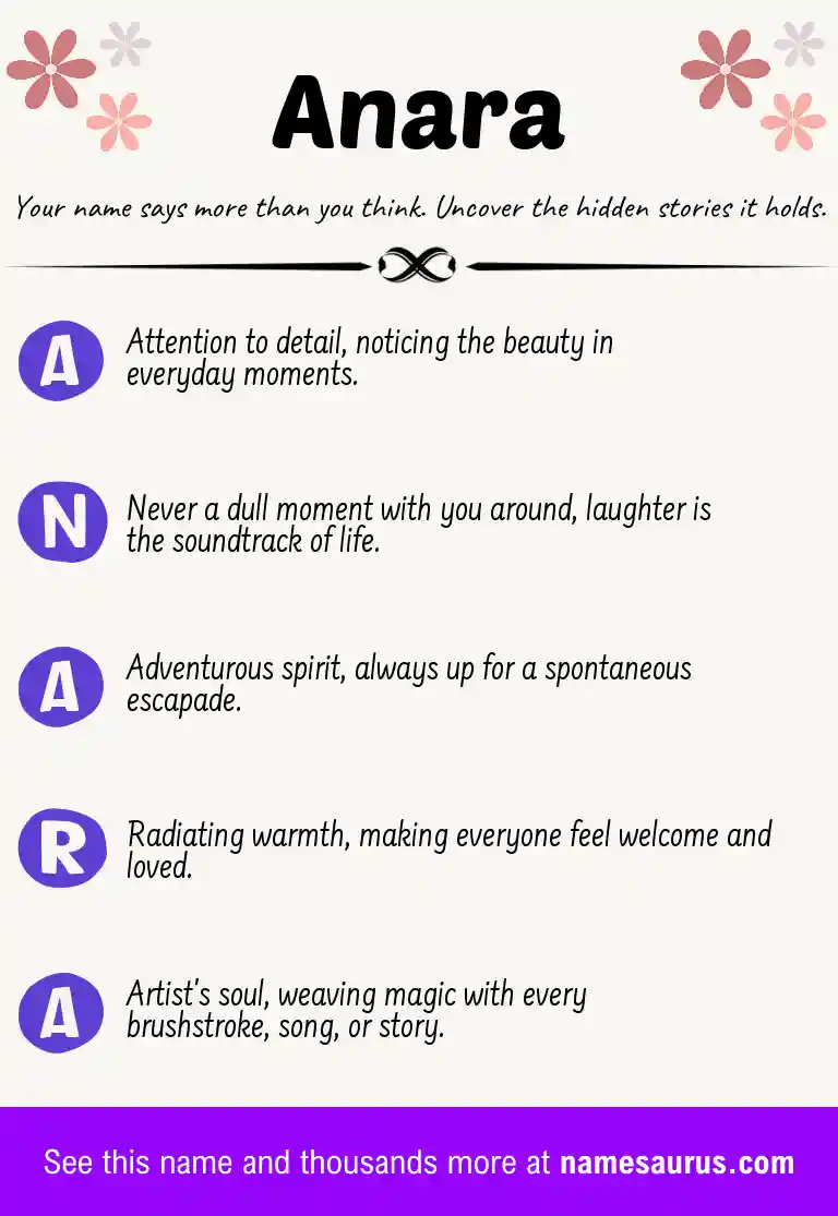 Acrostic poem about Anara.