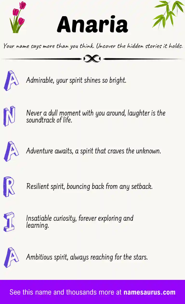Acrostic poem about Anaria.