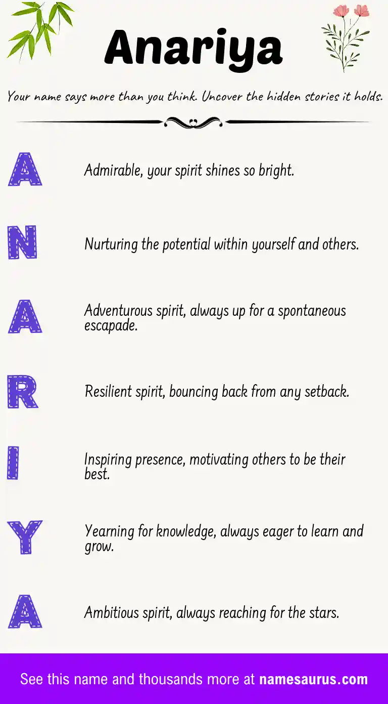 Acrostic poem about Anariya.