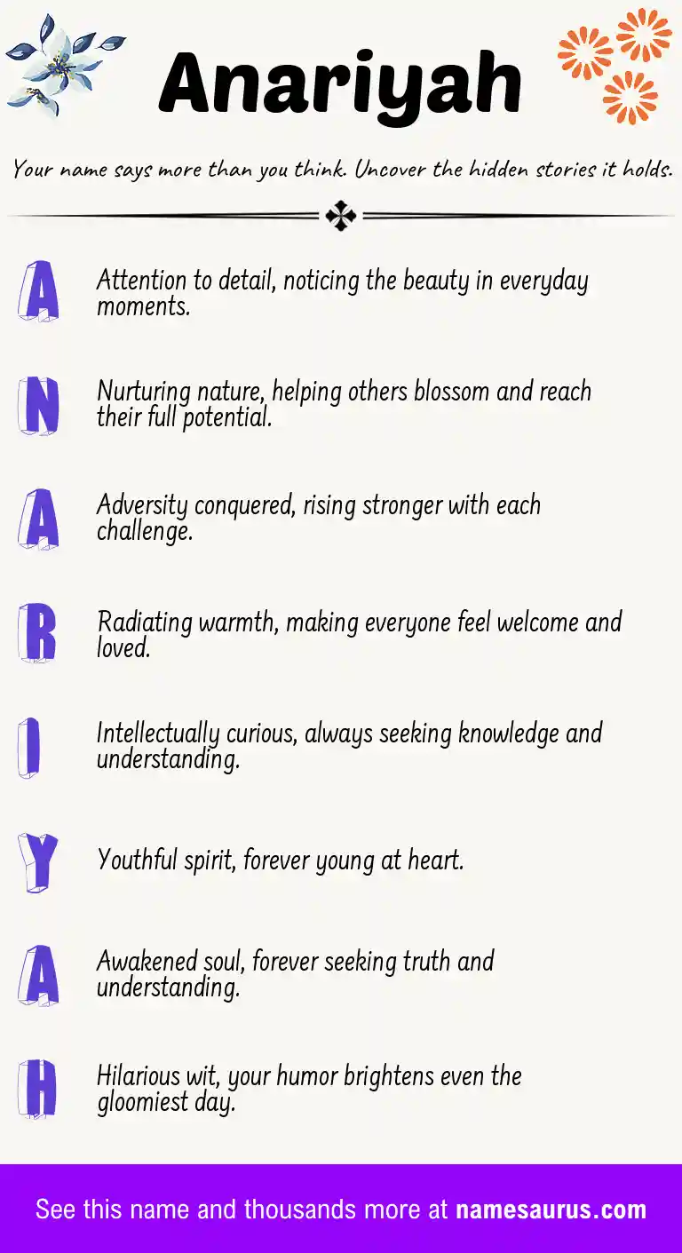 Acrostic poem about Anariyah.