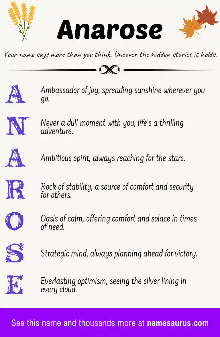 Acrostic poem about Anarose.