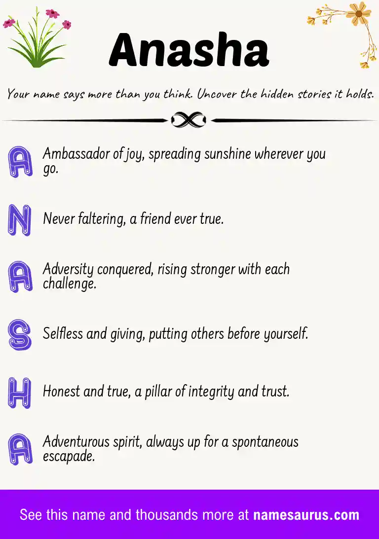 Acrostic poem about Anasha.