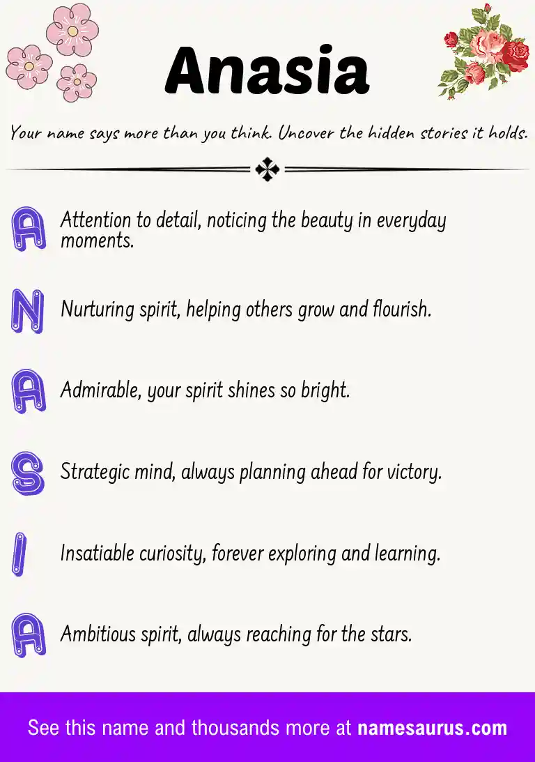 Acrostic poem about Anasia.