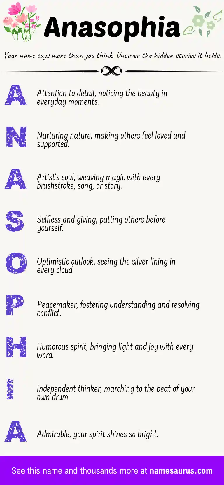 Acrostic poem about Anasophia.