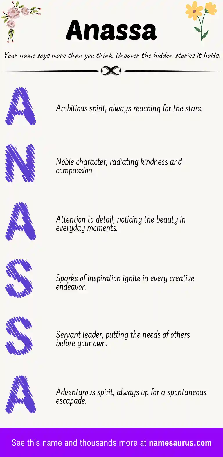 Acrostic poem about Anassa.