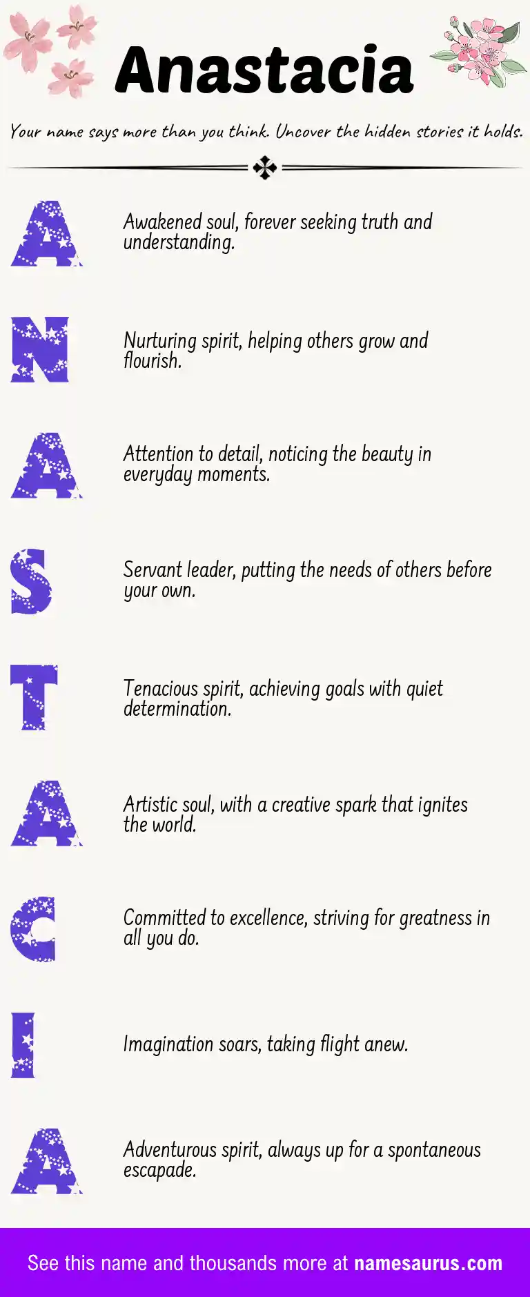 Acrostic poem about Anastacia.