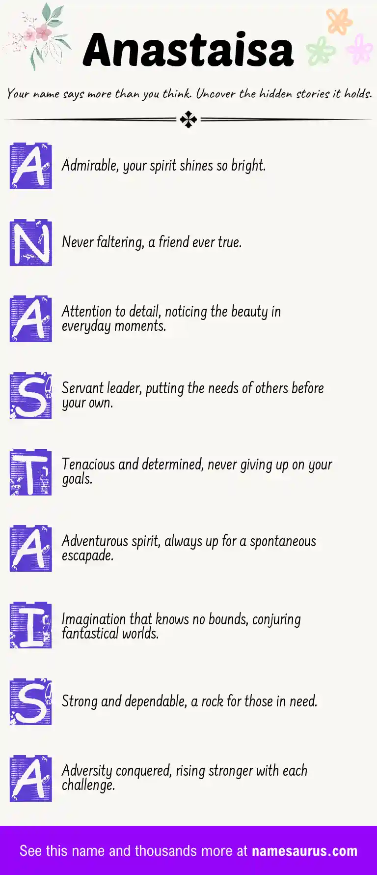 Acrostic poem about Anastaisa.