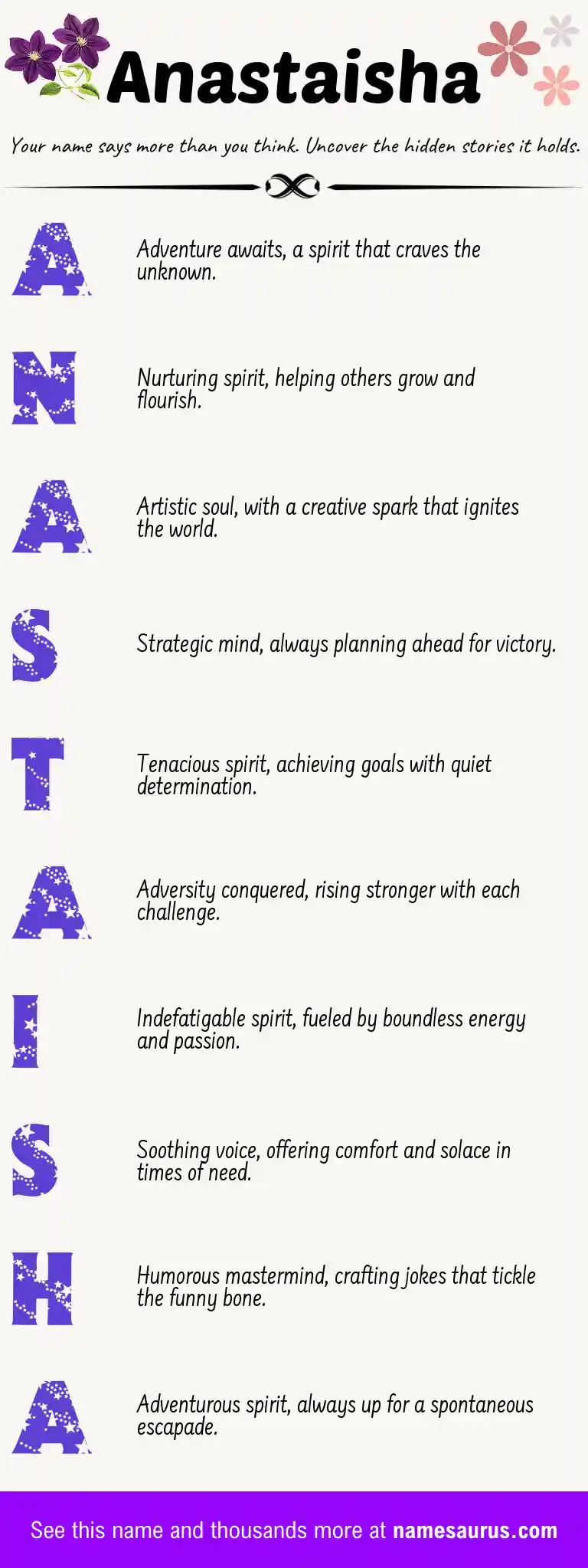 Acrostic poem about Anastaisha.