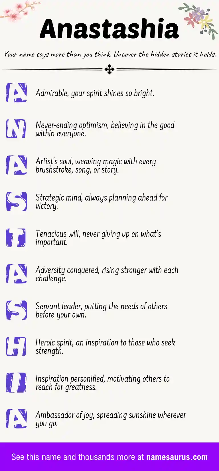 Acrostic poem about Anastashia.
