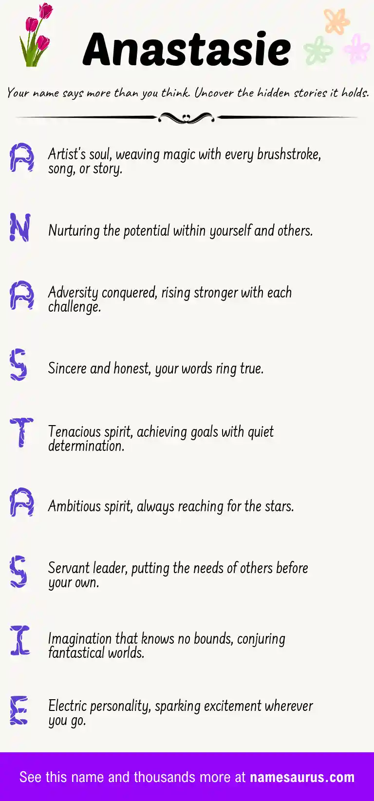 Acrostic poem about Anastasie.