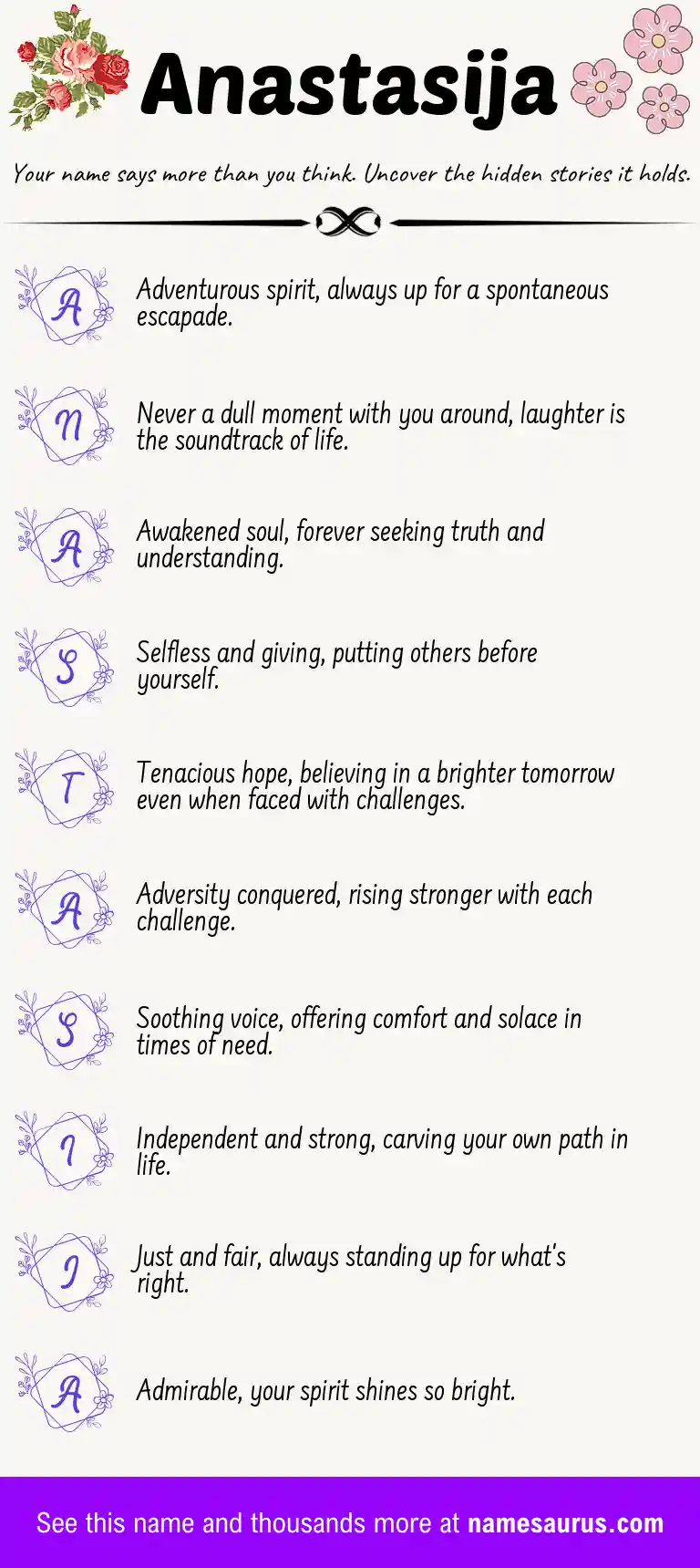 Acrostic poem about Anastasija.