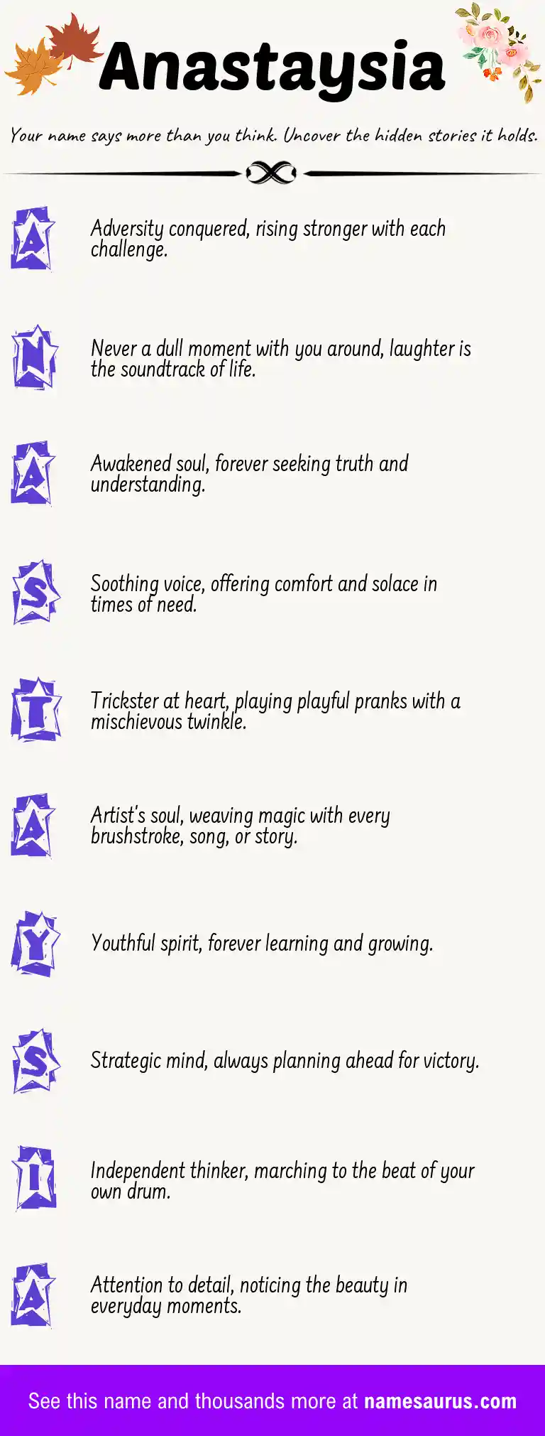 Acrostic poem about Anastaysia.