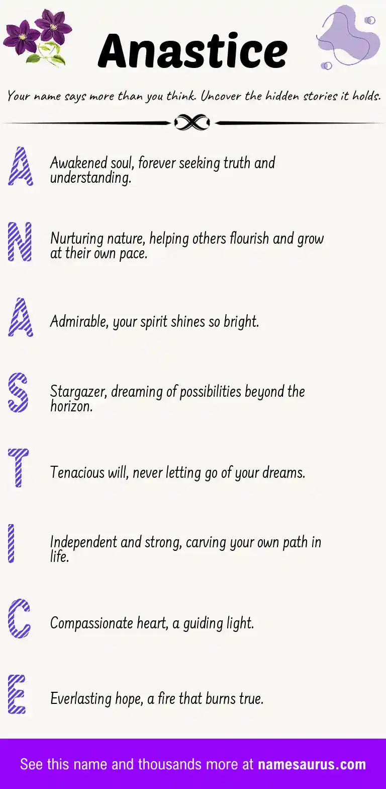 Acrostic poem about Anastice.