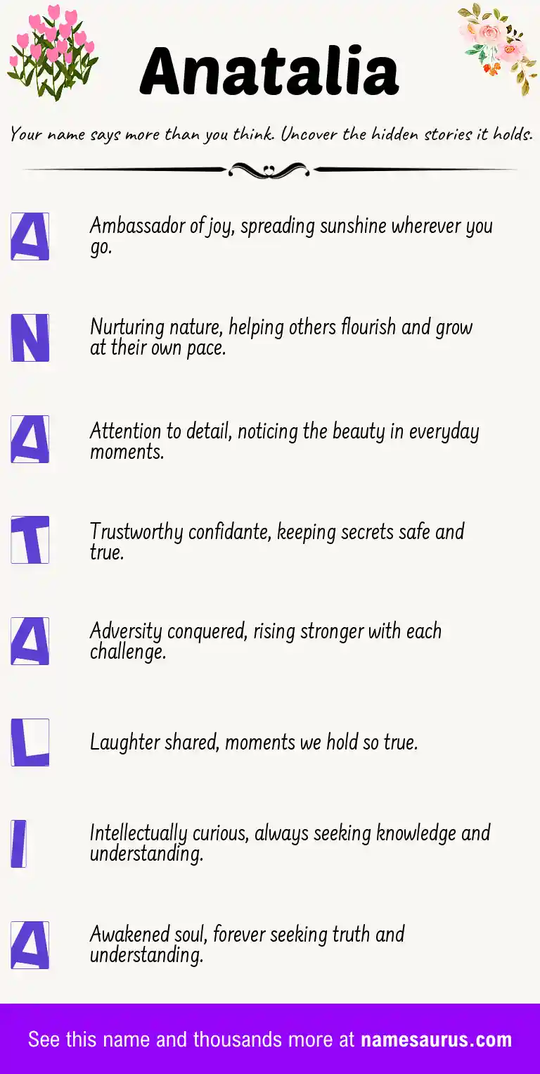 Acrostic poem about Anatalia.