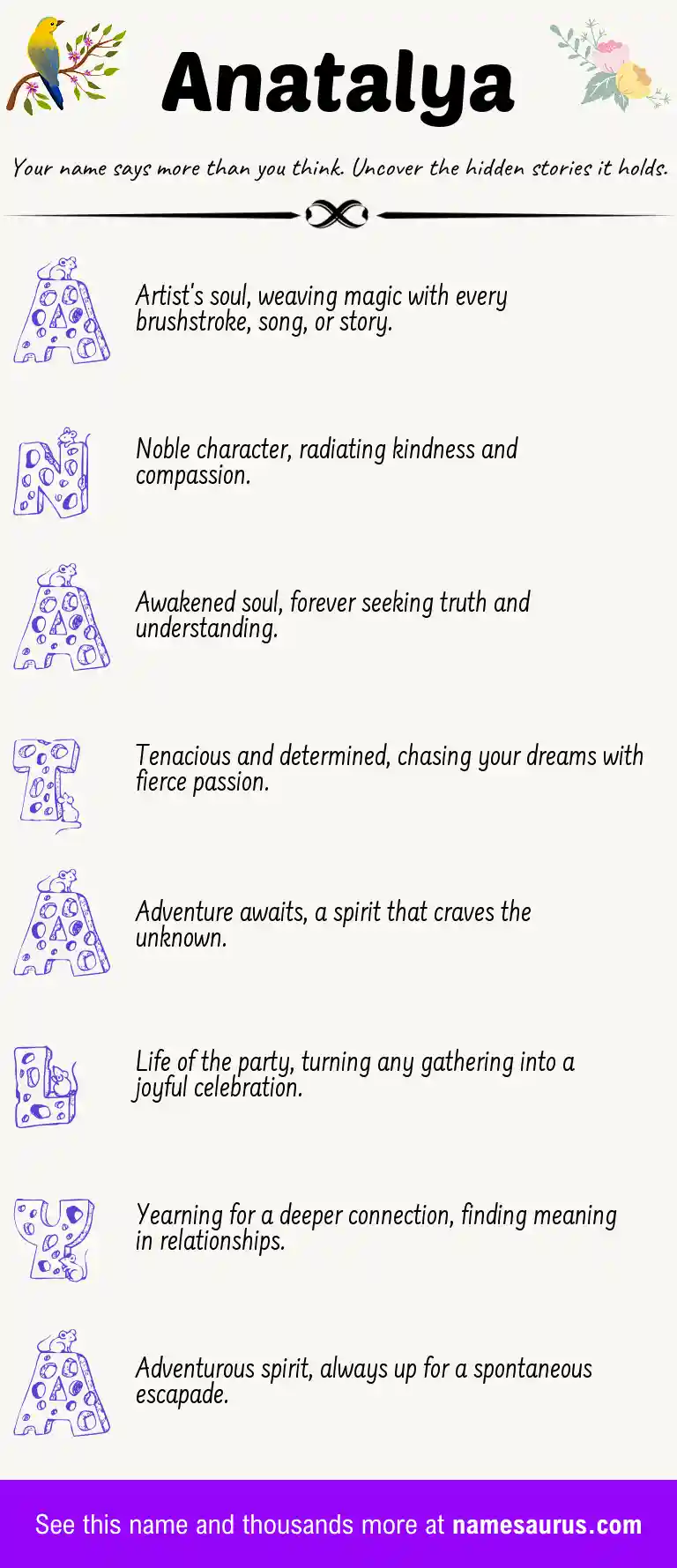 Acrostic poem about Anatalya.