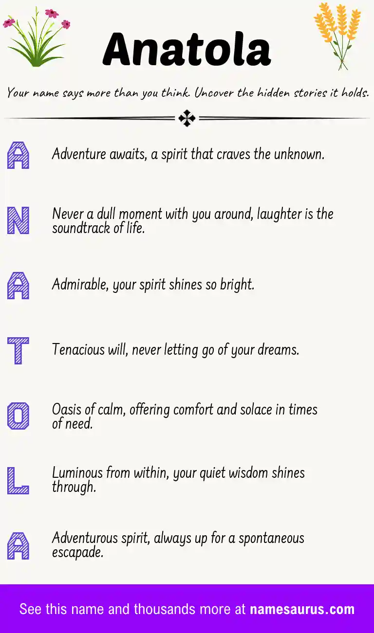 Acrostic poem about Anatola.