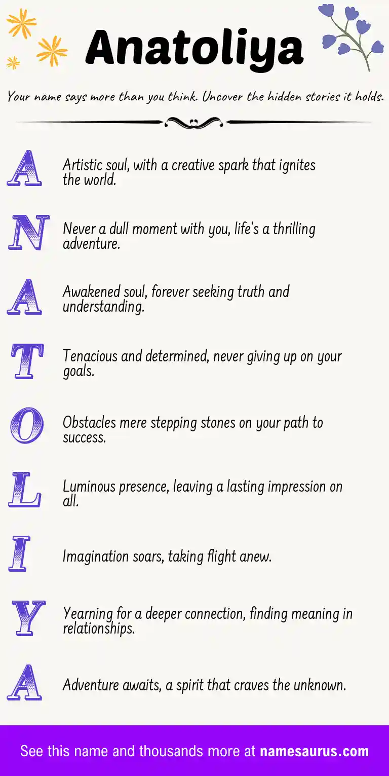 Acrostic poem about Anatoliya.